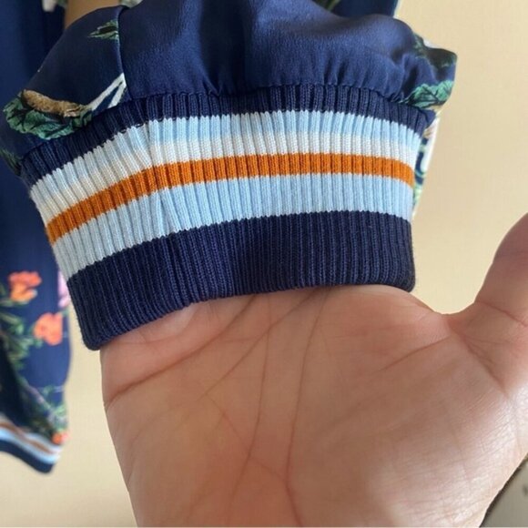 PARKER Pants Woman 2 Malolo Navy Daphne Joggers Silk Floral Mid Rise Pockets - Picture 8 of 16